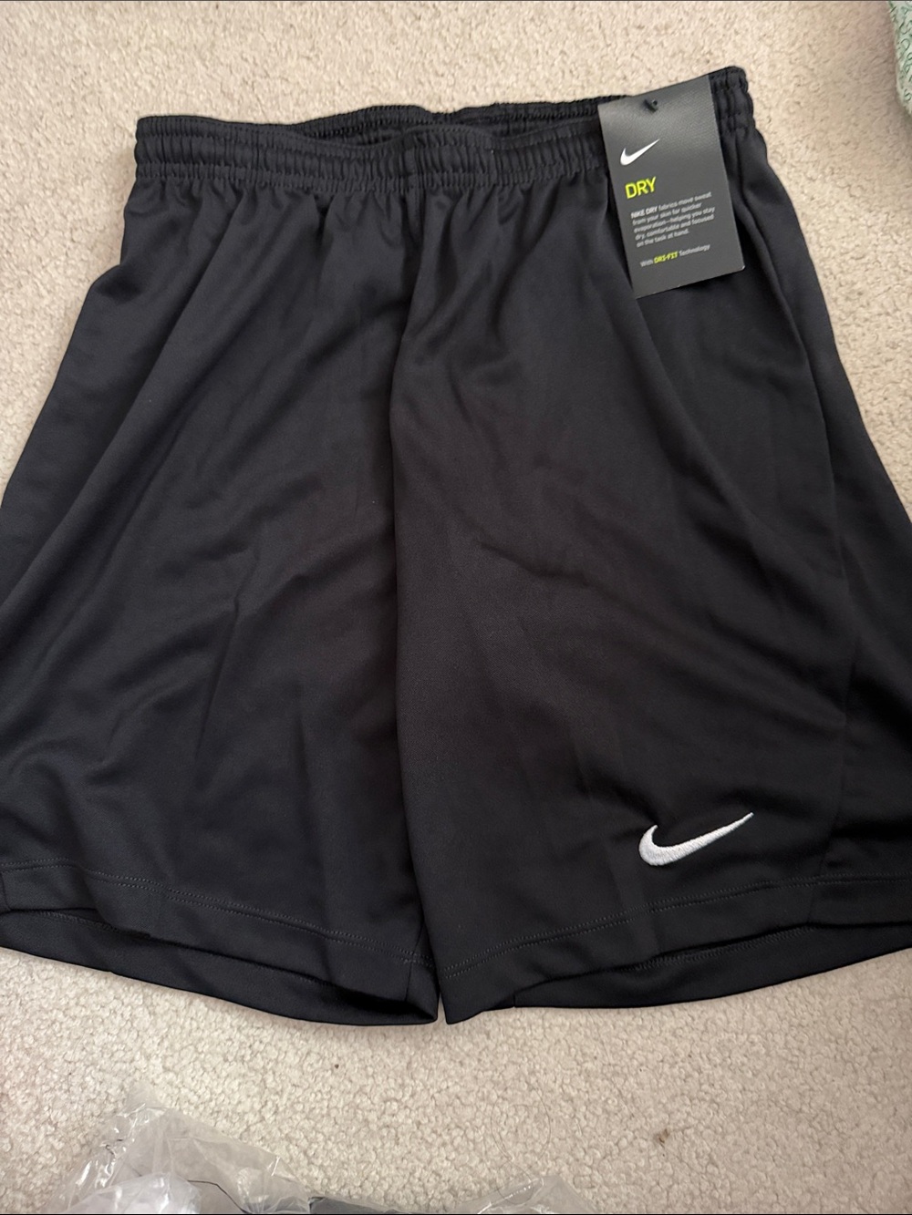 Nike Black Athletic Shorts with White Swoosh